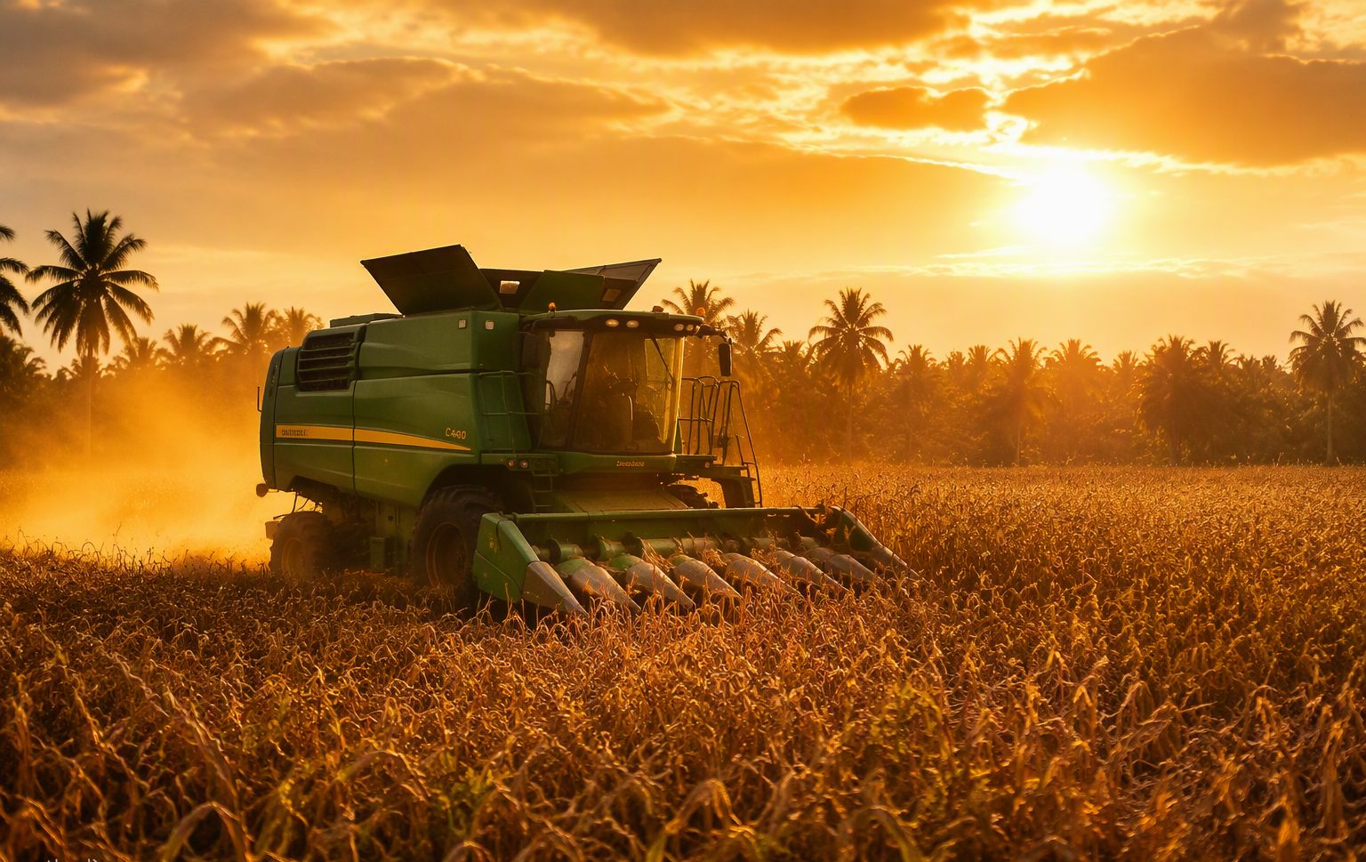 Harvest at sunset